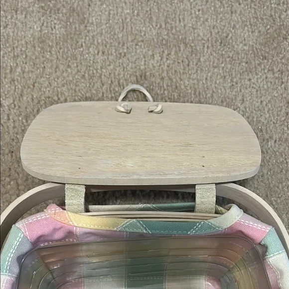 Pastel Plaid Woven Basket with Handle - Picture 9 of 13